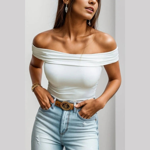 'Mackenzie' Folded Off-Shoulder Blouse - Celes Fashion